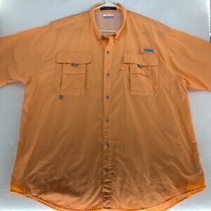 Columbia PFG Brand Men’s Orange Short Sleeve Button Up Fishing Shirt Size XXL